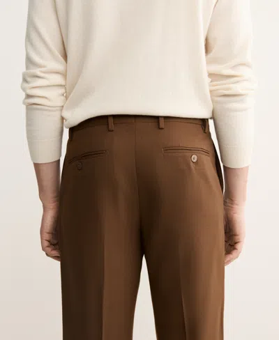 Mango Wool Blend Flannel Pants In Brown
