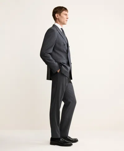 Mango Double Breasted Wool Jacket In Gray