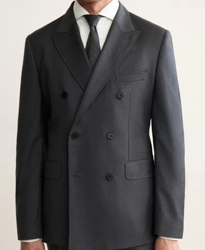 Mango Double Breasted Wool Jacket In Gray