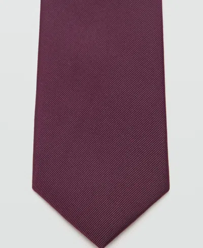 Mango Men's Smooth Micro-structured Tie In Burgundy