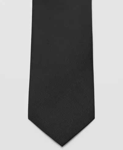 Mango Men's Smooth Micro-structured Tie In Black