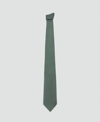Mango Men's Plain Silk Tie In Green