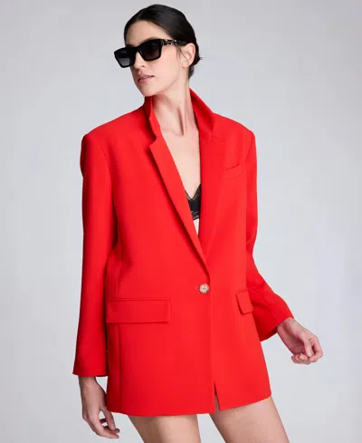 Kenneth Cole Oversize Luxe Twill Blazer In Red