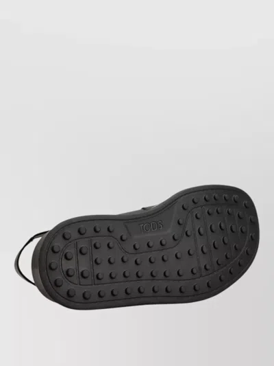 Tod's Leather Sandals With Double Strap And Maxi Buckle In Black