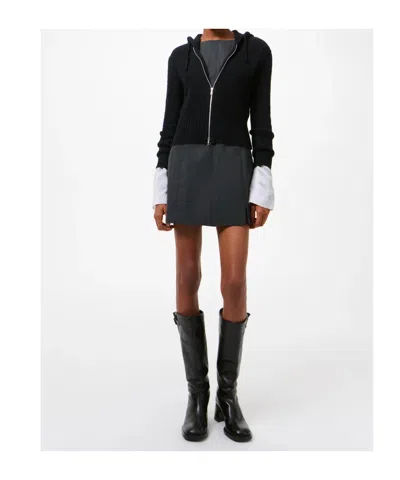 Our Legacy Compact Hooded Ribbed Brushed Alpaca-blend Cardigan In Black