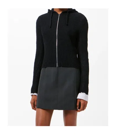Our Legacy Compact Hooded Ribbed Brushed Alpaca-blend Cardigan In Black