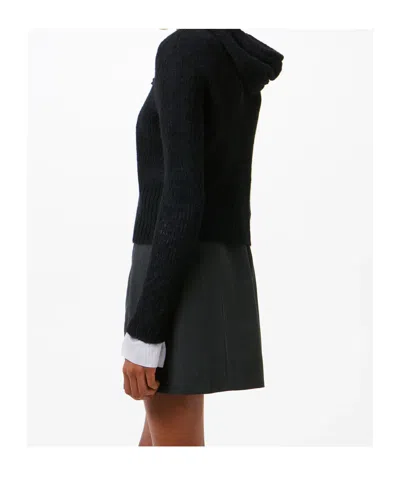 Our Legacy Compact Hooded Ribbed Brushed Alpaca-blend Cardigan In Black