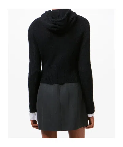 Our Legacy Compact Hooded Ribbed Brushed Alpaca-blend Cardigan In Black