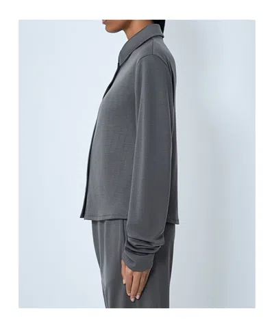 Rier Button-down Long-sleeved Shirt In Gray