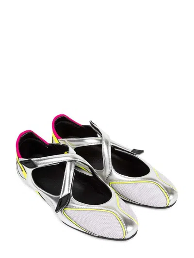 Attico Floor 01 Multicolor Ballet Shoes With Logo On The Side And Cut-out Design In Fabric Woman