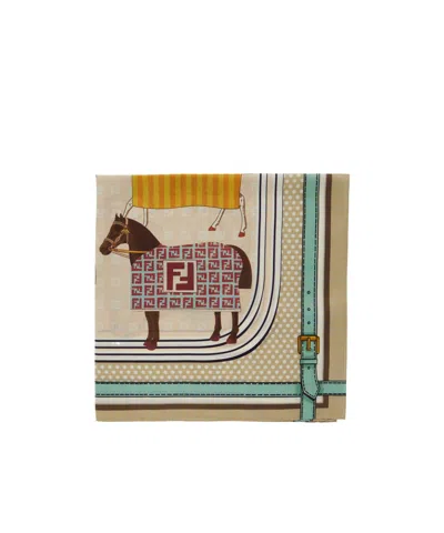 Fendi Horses Patterned Scarf In Multi
