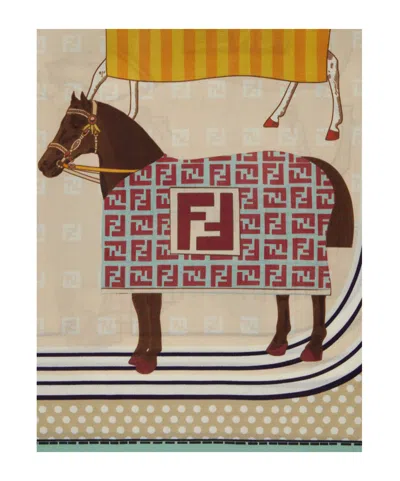 Fendi Horses Patterned Scarf In Multi