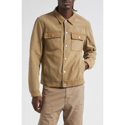 Mm6 Maison Margiela Flock Denim Trucker Jacket Sand In Brown