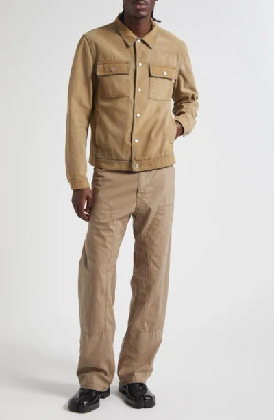 Mm6 Maison Margiela Flock Denim Trucker Jacket Sand In Brown
