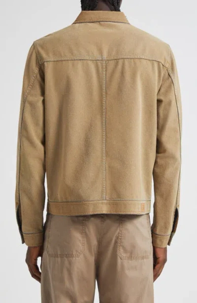 Mm6 Maison Margiela Flock Denim Trucker Jacket Sand In Brown