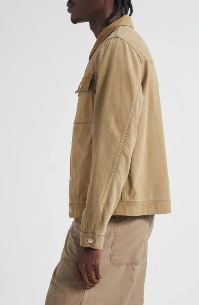 Mm6 Maison Margiela Flock Denim Trucker Jacket Sand In Brown