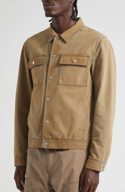 Mm6 Maison Margiela Flock Denim Trucker Jacket Sand In Brown