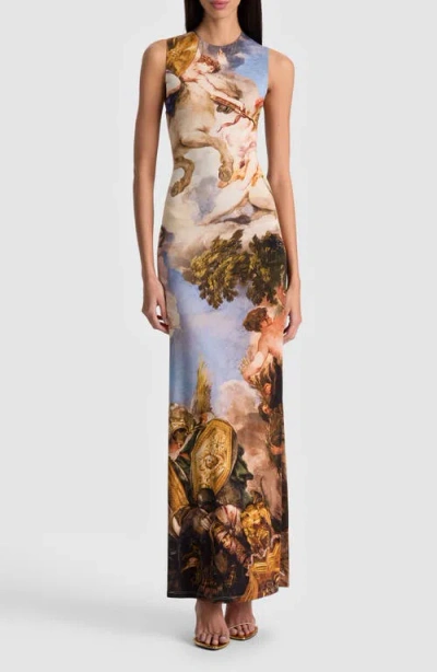 Alice And Olivia Renaissance Delora Open-back Maxi Dress In Multi