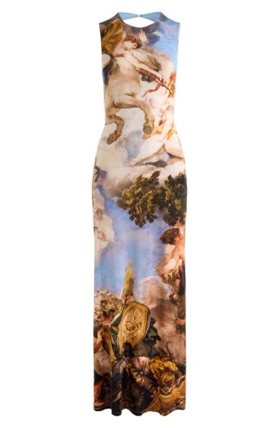 Alice And Olivia Renaissance Delora Open-back Maxi Dress In Multi