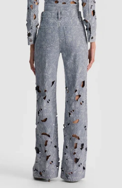 Alice And Olivia Chic High Rise Embroidered Eyelet Jeans In Rockstblue In Blue