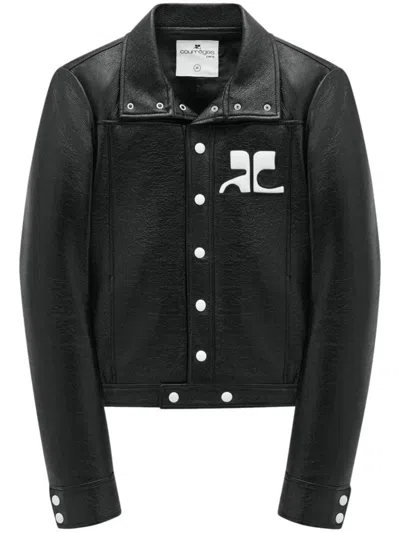 Courrèges Navy Reedition Vinyl Jacket In Black