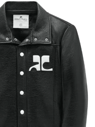 Courrèges Navy Reedition Vinyl Jacket In Black