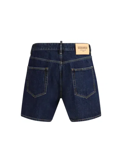 Dsquared2 Bro Buttoned Denim Shorts In Blue
