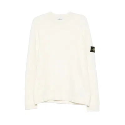 Stone Island Soft Textured Wool-polyamide Blend Sweater In White