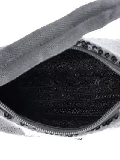 Pre-owned Prada Re-edition 2000 Sequins Mini Hobo Bag In Black