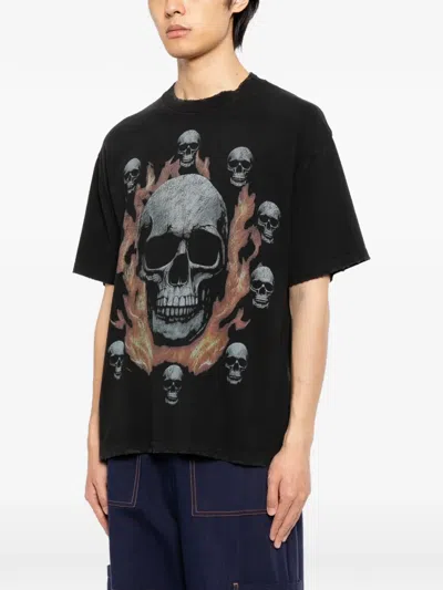 Warman Skull Printed T-shirt In Black