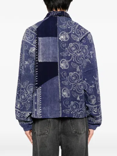 Kafeneo By Tbf Patch-work Shirt Jacket In Blue