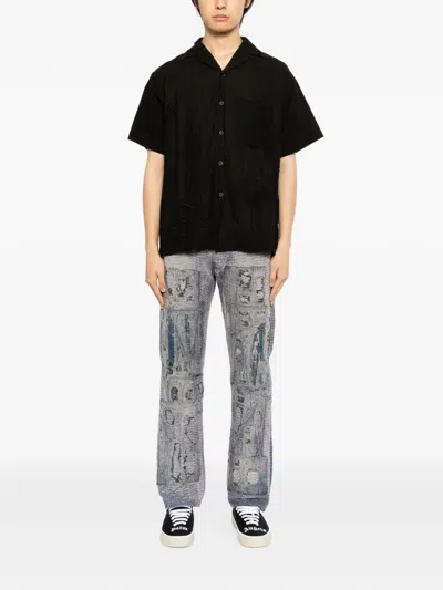 Kafeneo By Tbf Patch-work Trousers In Blue