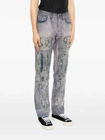 Kafeneo By Tbf Patch-work Trousers In Blue