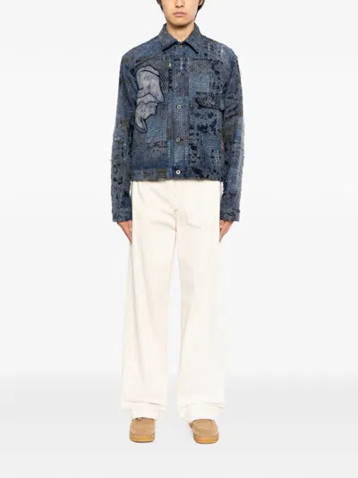 Kafeneo By Tbf Patch-work Jacket In Blue
