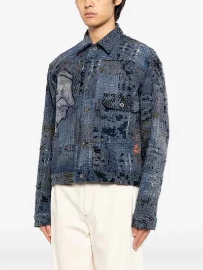 Kafeneo By Tbf Patch-work Jacket In Blue