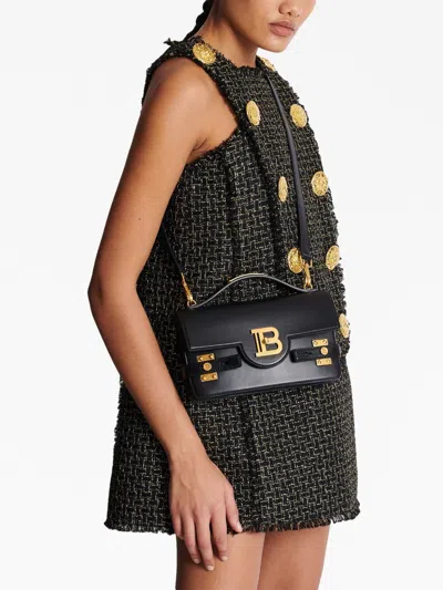 Balmain Bbuzz 24 Shoulder Bag In Smooth Leather In Multi