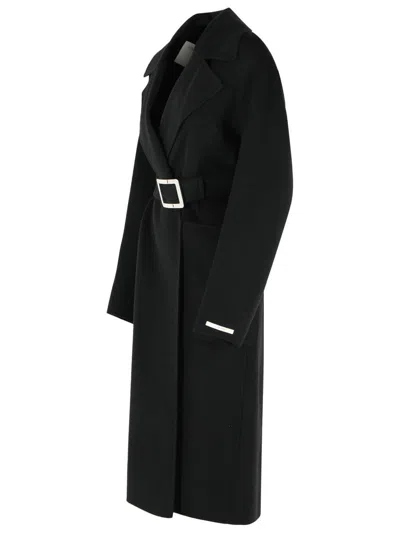 Sportmax Cose Robe Coat Virgin Wool Belted In Black