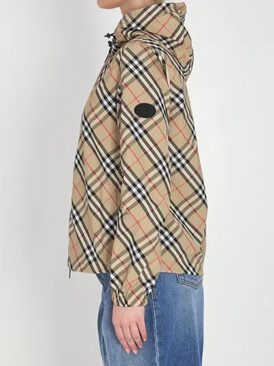 Burberry Technical Fabric Hooded Jacket In Neutral
