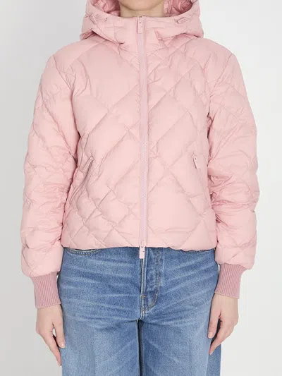 Burberry Check-stitch Nylon Delley Puffer Jacket In Pink