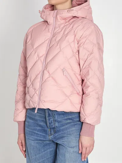 Burberry Check-stitch Nylon Delley Puffer Jacket In Pink
