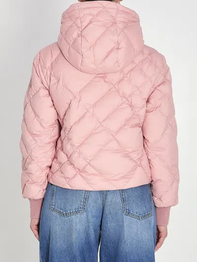 Burberry Check-stitch Nylon Delley Puffer Jacket In Pink