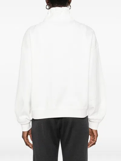 Brunello Cucinelli Cotton High Neck Sweater Drawstring Collar In White