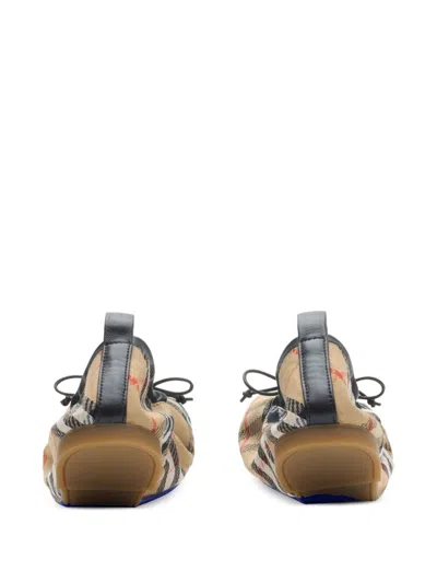 Burberry Women Fawn Ballerinas With Traditional Check Motif In Multi