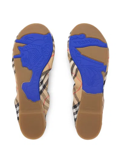 Burberry Women Fawn Ballerinas With Traditional Check Motif In Multi