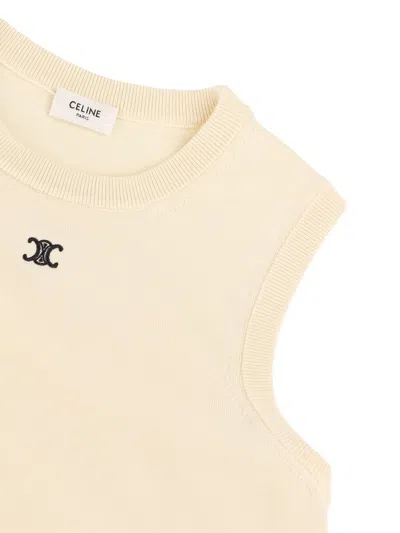 Celine Sleeveless Thin Wool Top In Neutral