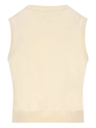 Celine Sleeveless Thin Wool Top In Neutral