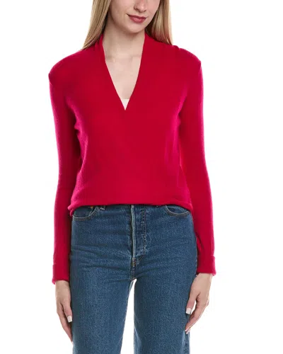 Sofiacashmere Modern Faux Wrap Wool & Cashmere-blend Sweater In Red