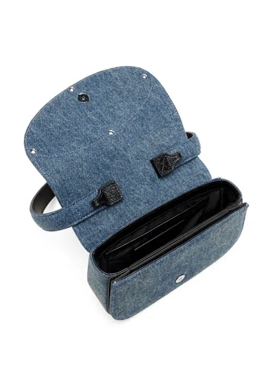 Diesel Shoulder Bag In Blue Denim With Leather Trims And Oval D Plaque