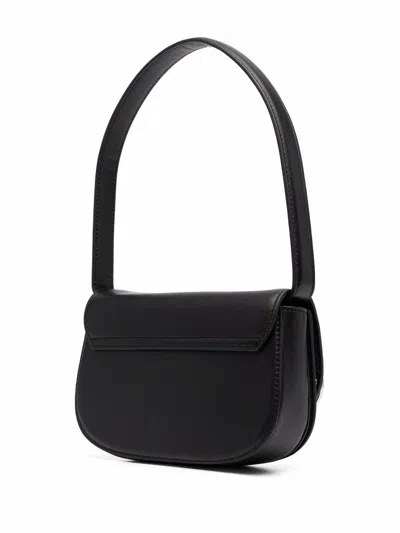 Diesel Mini Shoulder Bag In Soft Nappa Leather With Logo Detail In Black
