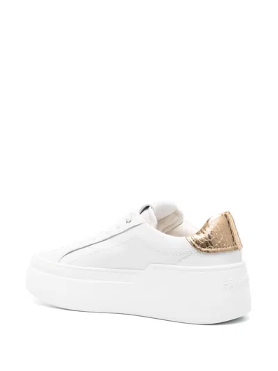 Ferragamo Leather Panelled Platform Sneakers With Rubber Sole In White